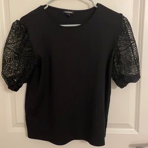 Express black top crochet sleeves size small